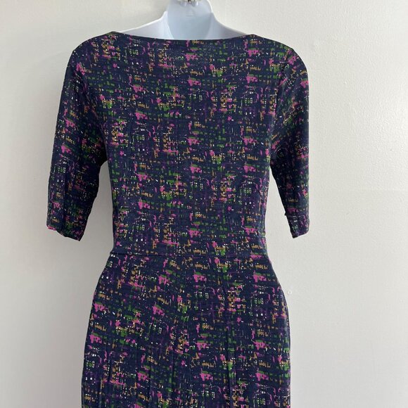 Boden Color Splash Swoop Neck Ruched Front A-line Dress Women's Size US 4R - Picture 3 of 8